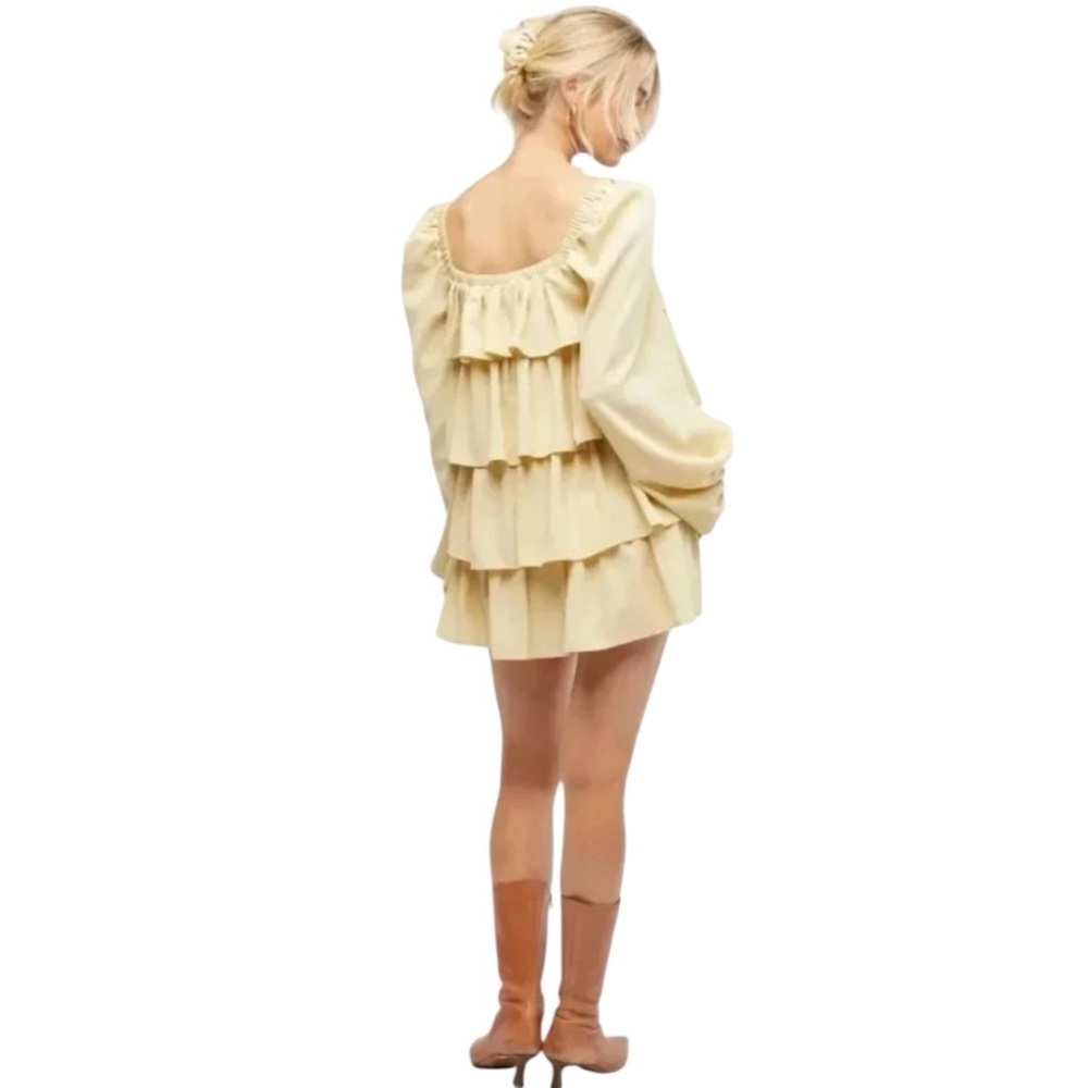 WeWoreWhat Tiered Mini Dress Chiffon Crème Brulee XL - Picture 2 of 11